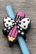 Pencil and Bow Straw Topper