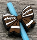 Football Bow Straw Topper