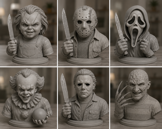 Horror Character Bust-Unpainted- Solid Color