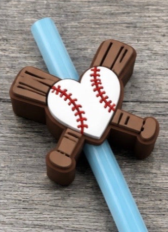 Baseball Heart Straw Topper
